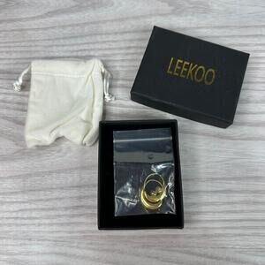 Leekoo Gold-Tone Crescent Chunky Open Hoop Custom Earrings Gift Box